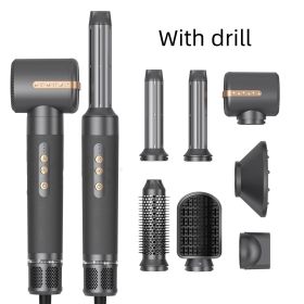 Multi In One Hot Air Comb Curling Stick (Option: Black-With drill-EU)