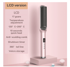 Negative Ion Hair Straightener Lazy Straight Comb Dual-purpose Splint (Option: Pink-EU)