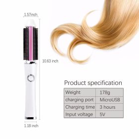 USB Wireless Charging Hair Straightening Comb Portable (Option: white-US)