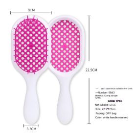 Hollow Comb Dry Wet Dual Purpose Honeycomb Hairdressing (Option: White Handle Rose Red-Plastic-2PCS)