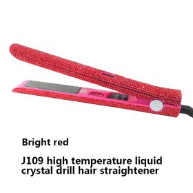High Temperature Electric Splint For Diamond-Studded Hair Straightener (Option: Red-EU)