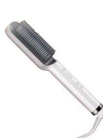 Internal Buckle Straightening Comb And Curling Iron Dual (Option: White-British regulatory)