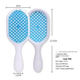 Hollow Comb Dry Wet Dual Purpose Honeycomb Hairdressing (Option: White Handle Blue-Plastic-1PCS)