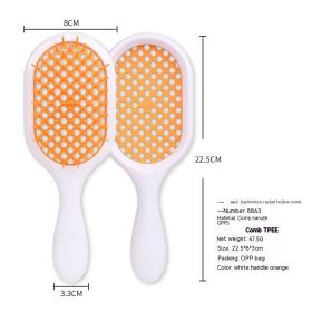 Hollow Comb Dry Wet Dual Purpose Honeycomb Hairdressing (Option: White Handle Orange-Plastic-2PCS)