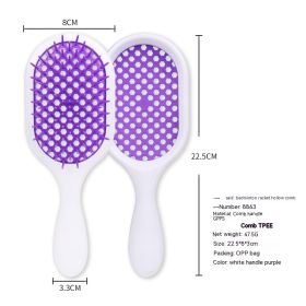 Hollow Comb Dry Wet Dual Purpose Honeycomb Hairdressing (Option: White Handle Purple-Plastic-2PCS)