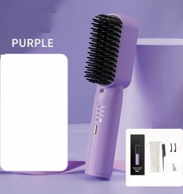 Wireless Straight Hair Comb Negative Ion Non Harmful Portable USB (Option: Purple-USB)