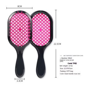 Hollow Comb Dry Wet Dual Purpose Honeycomb Hairdressing (Option: Black Handle Rose Red-Plastic-2PCS)