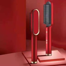 Multifunctional Electric Heating Hair Straightening Comb (Option: Red-EU)