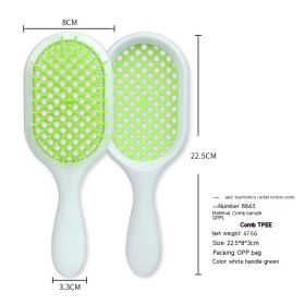 Hollow Comb Dry Wet Dual Purpose Honeycomb Hairdressing (Option: White Handle Green-Plastic-1PCS)