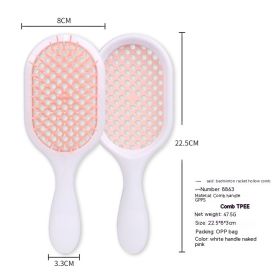 Hollow Comb Dry Wet Dual Purpose Honeycomb Hairdressing (Option: White Handle Bare Pink-Plastic-1PCS)