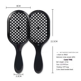 Hollow Comb Dry Wet Dual Purpose Honeycomb Hairdressing (Option: Black Handle Black-Plastic-2PCS)