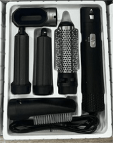 Five-in-one Hot Air Comb Automatic Hair Curler For Curling Or Straightening (Option: black-EU)