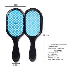 Hollow Comb Dry Wet Dual Purpose Honeycomb Hairdressing (Option: Black Handle Blue-Plastic-1PCS)