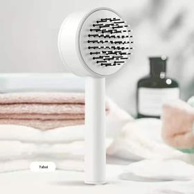 One-key Self-cleaning Hair Brush For Women Curly Hair Brush  Anti-Static Airbag Massage Comb  Airbag Massage Scalp Comb Professional Detangling One-ke (Color: White)