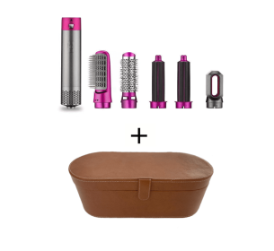 Five-in-one Hot Air Comb Automatic Winding (Option: US-Rose Red-Brown Leather Box)
