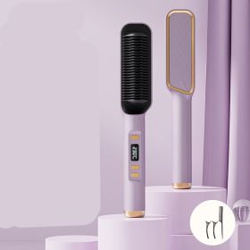Multifunctional Anti-scald Negative Ion Straight Curling Comb (Option: Purple-UK-LCD model)
