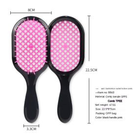 Hollow Comb Dry Wet Dual Purpose Honeycomb Hairdressing (Option: Black Handle Pink-Plastic-1PCS)