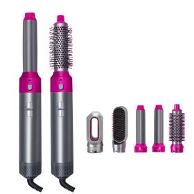 5 In 1 Curling Set With Brush Motor Hair Styler Hot Air Brush Professional Hair Dryer Brush Straightener For All Hair Styles (Color: Grey, Style: Colorful Package)