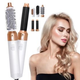 5 In 1 Curling Set With Brush Motor Hair Styler Hot Air Brush Professional Hair Dryer Brush Straightener For All Hair Styles (Color: White, Style: Colorful Package)