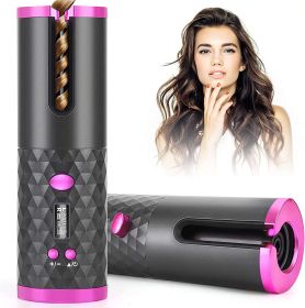 Wireless Automatic Curling Iron Rotating Ceramic Heating Hair Curler USB Rechargeable Portable Auto Hair Waver Corrugated Curling Wand Electric Curlin (Color: Grey)