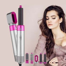 Five-in-one Hot Air Comb Automatic Hair Curler For Curling Or Straightening (Option: Rose Red-EU)