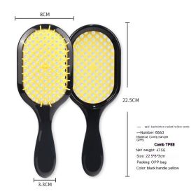 Hollow Comb Dry Wet Dual Purpose Honeycomb Hairdressing (Option: Black Handle Yellow-Plastic-2PCS)