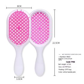 Hollow Comb Dry Wet Dual Purpose Honeycomb Hairdressing (Option: White Handle Pink-Plastic-1PCS)