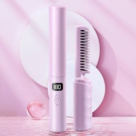 LCD Charging Portable Straight Comb (Option: Purple-USB)