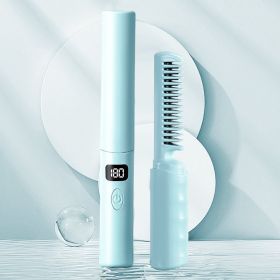 LCD Charging Portable Straight Comb (Option: Blue-USB)