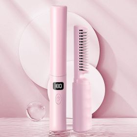 LCD Charging Portable Straight Comb (Option: Pink-USB)