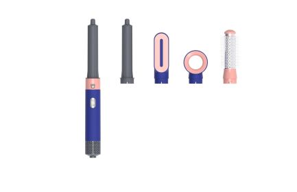 Five-in-one Hot Air Comb Automatic Hair Curler (Option: Blue-British Standard Anion)