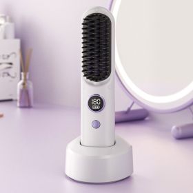 Straight Comb For Curling Or Straightening Straight Device Hair (Option: Frosted White-USB)